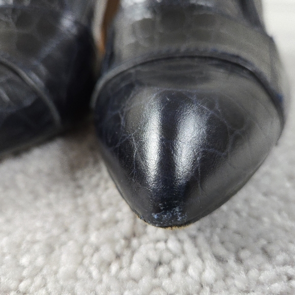 YSL Twee Yves Saint Laurent Black Closed Toe Heels Wood Heel Size 40 188 429 - Picture 3 of 11